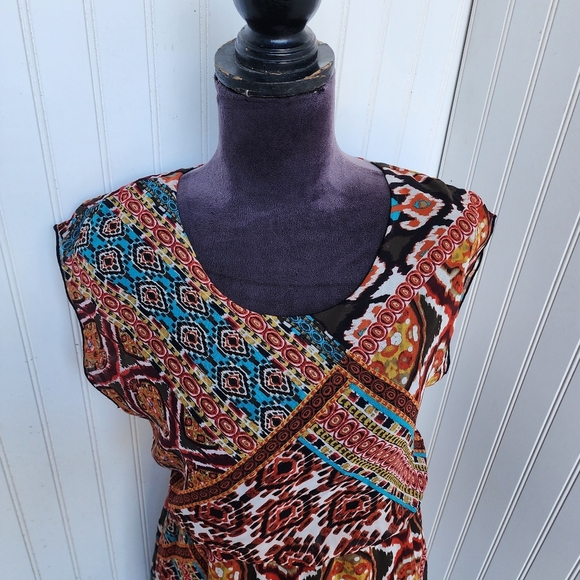 Sweet Storm Dress Juniors Multi Color Flare Mini Dress Casual Sheer Elastic Sz M - Picture 3 of 12